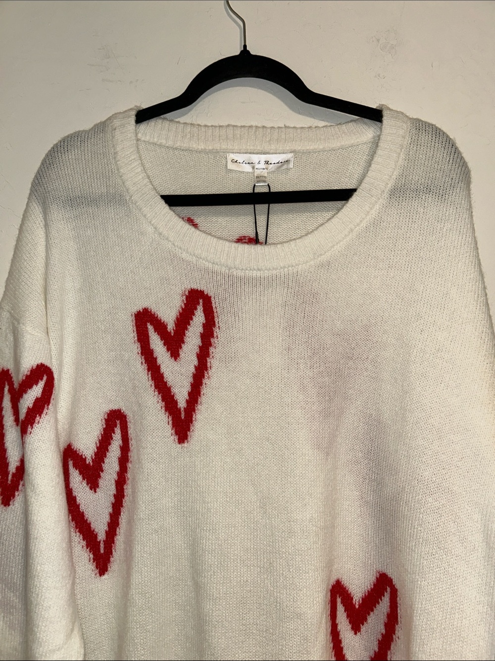 Chelsea & Theodore Long Sleeve Crew Neck Sweater With Hearts. - Picture 5 of 14